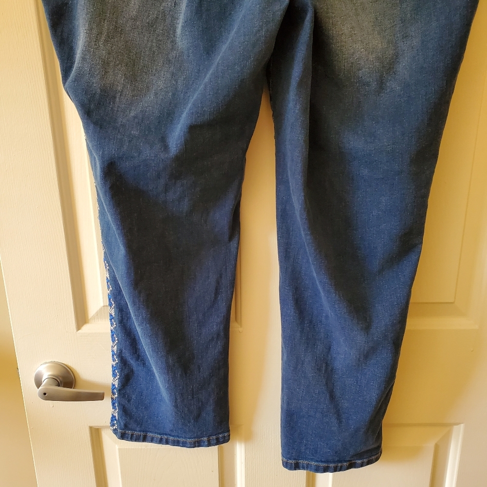 Woman Within Embroidered Straight Leg Jeans - Picture 9 of 12